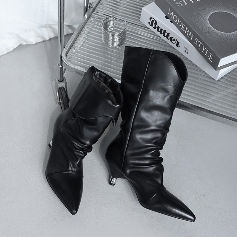 Ethnic Fashion Week - Bout pointu chaton talons mi-mollet bottes