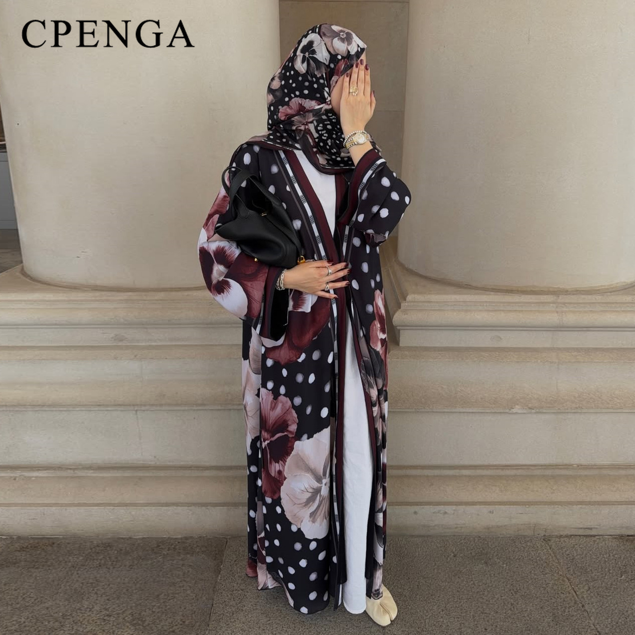 Ethnic Gown - Abaya Hijab deux pièces à imprimé