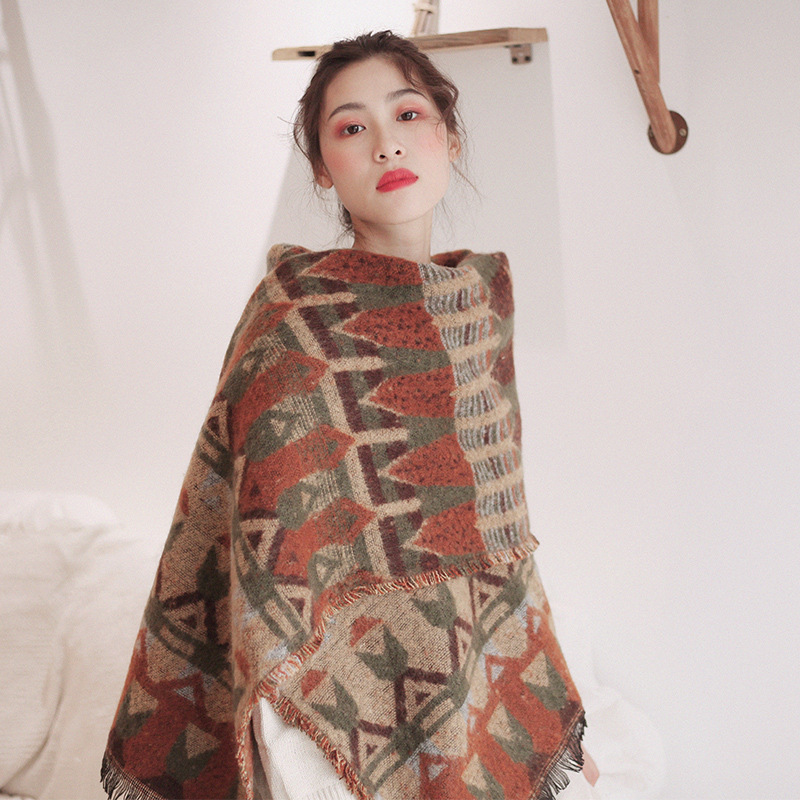 Châle tricoté épais et chaud d - Ethnic Fashion Photography avis et prix