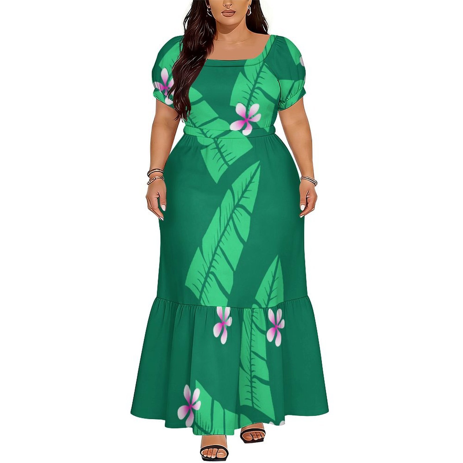 Robe confortable à manches cou - Ethnic Gown avis et prix
